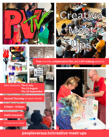 Flyer for PVTV Creative Meet Up on 2 dates