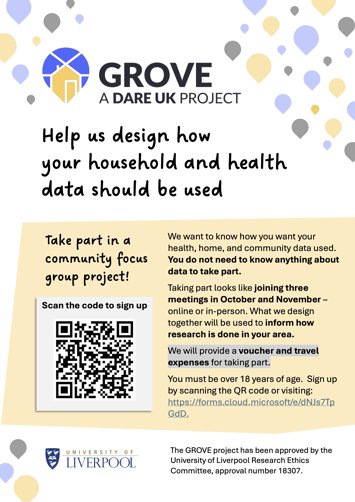 Flyer for LCR Community Data Discussion Group on Sunday 1st November 2026