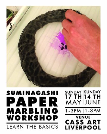 Flyer for Suminagashi Paper Marbling Workshop on Sunday 14th June 2026