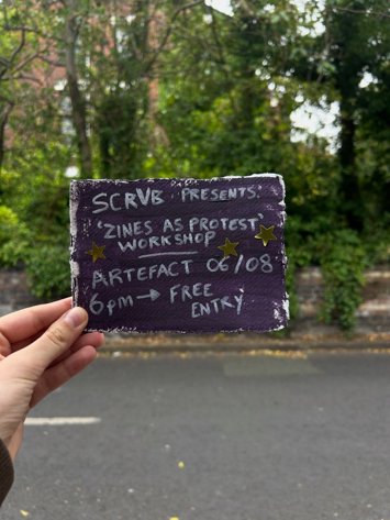 Flyer for past event: Scrub Presents Zine as Protest Workshop