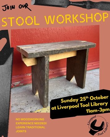 Flyer for Stool workshop on Sunday 25th October 2026