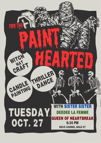 Flyer for Paint Hearted Presents Halloween on Tuesday 27th October 2026