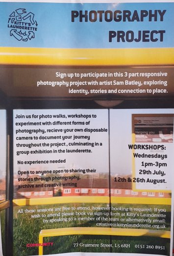 Flyer for Photography project on 2 dates