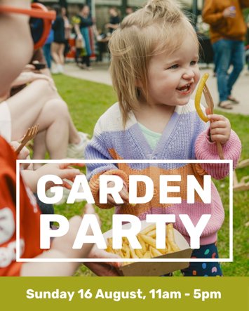 Flyer for Garden Party at The Reader on Sunday 16th August 2026