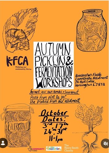 Flyer for 2 events: Ruby Sauerkraut workshop on 2 dates, Kimchi workshop on Saturday 24th October 2026