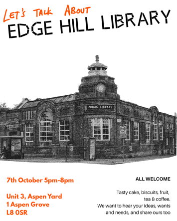Flyer for Edge Hill Library Feedback on Wednesday 7th October 2026