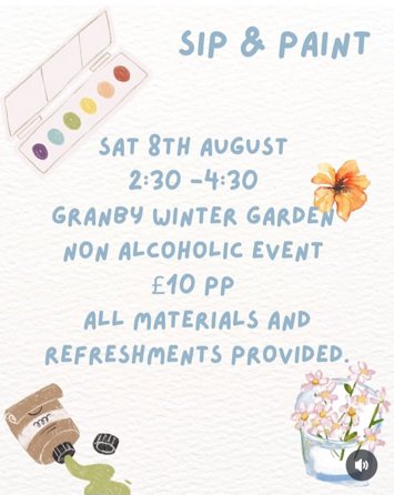 Flyer for Sip & Paint on Saturday 8th August 2026