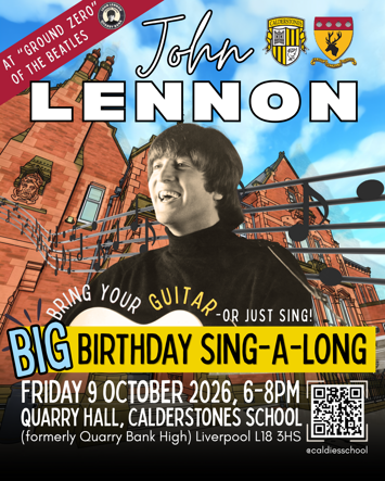 Flyer for The John Lennon Big Birthday Sing-a-long on Friday 9th October 2026